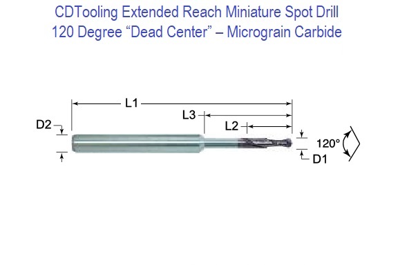 .015 x .125RCH-2FL - Carbide Long Reach - Spot Dril - ID: 15351-23015LR